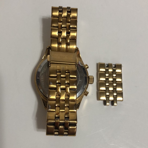 Michael Kors MK5192 Gold Tone Stainless Steel White Dial Chronograph Watch - Picture 4 of 5